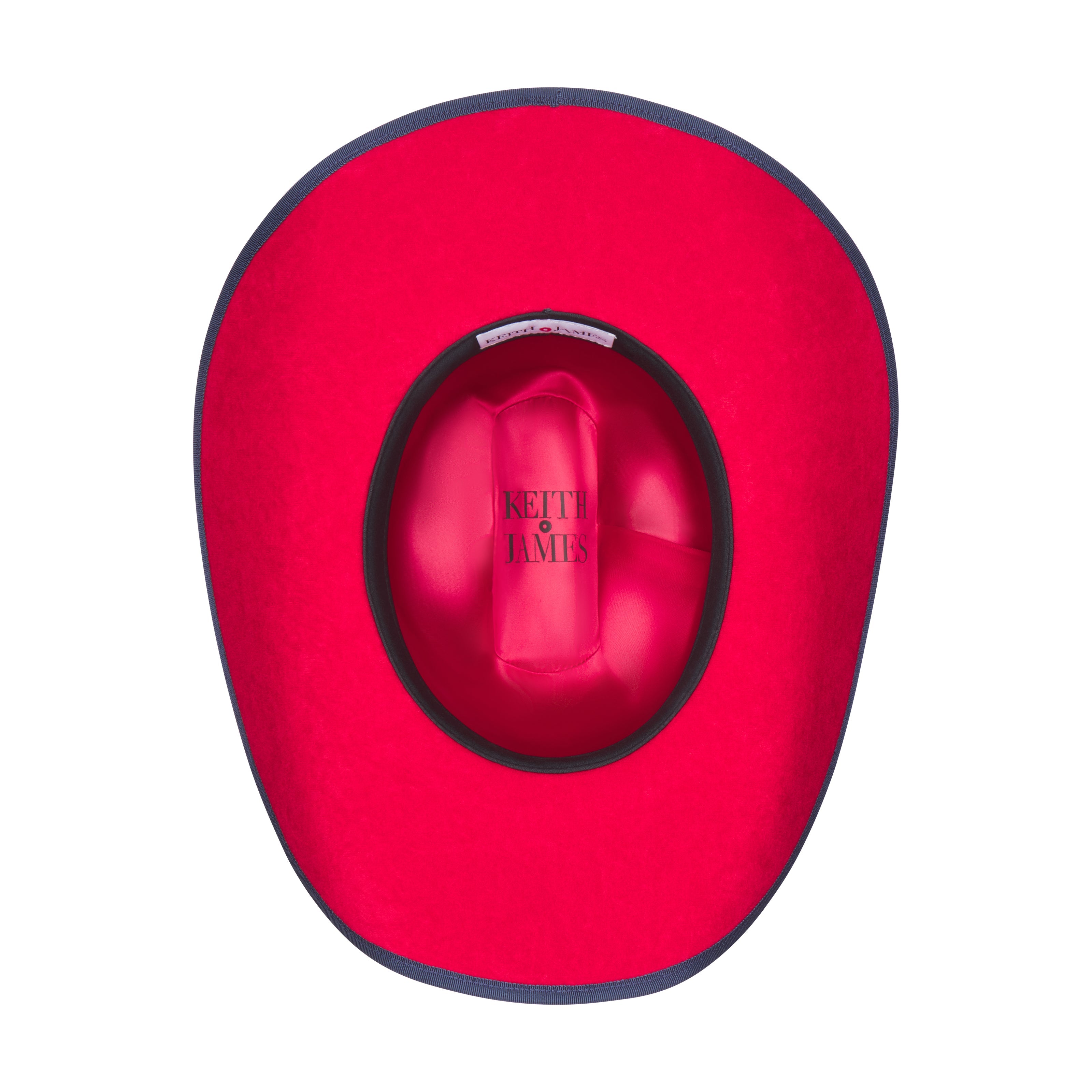 Blue cowboy hat with a visible brand logo on a white background