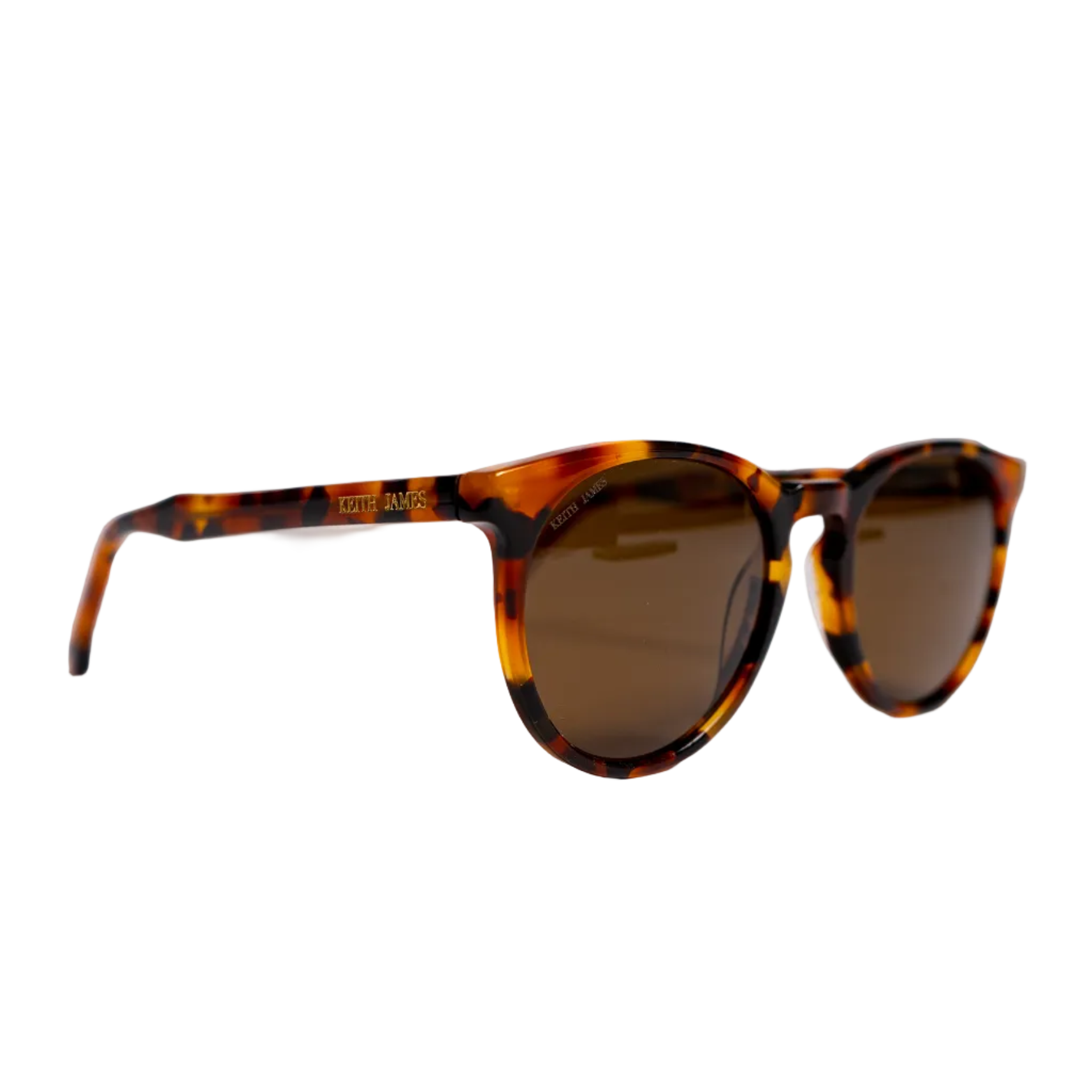 A pair of Havana Brown sunglasses with a patterned frame and dark lenses, displayed against a white background.
