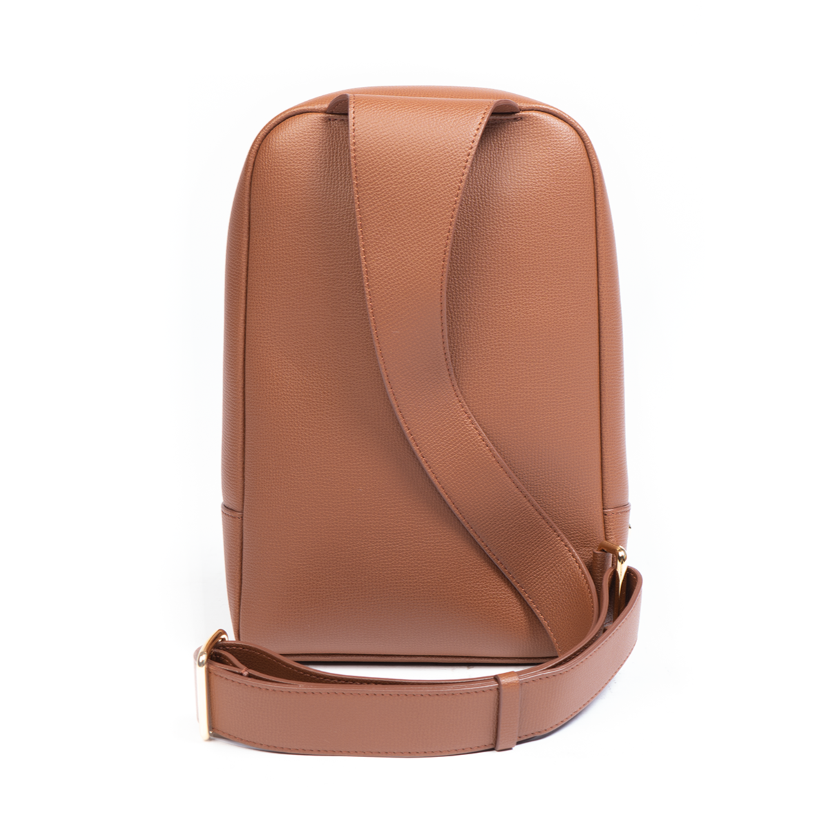 A cocoa brown backpack with a front zipper pocket and adjustable straps.