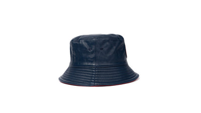 Leather Bucket Hat (Navy Blue)