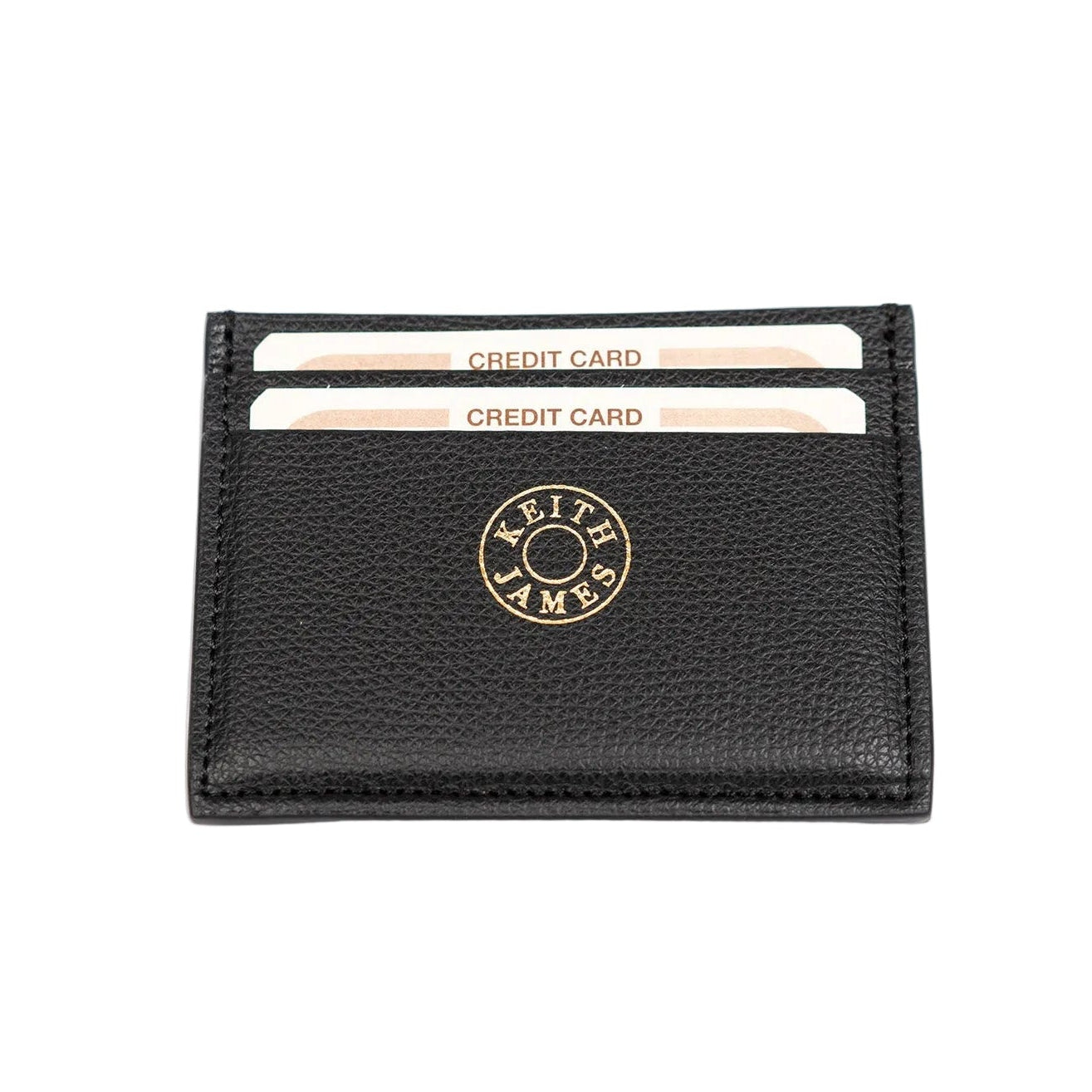 Black cardholder with brand logo on a white background